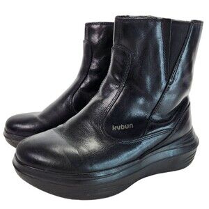 Kybun Women's Daegu Ankle Boots Black Leather Size 4.5 Comfort Cushioned